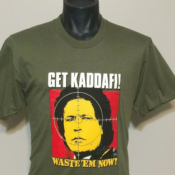 Vintage 80s Military War Pop Art T Shirt XL Muammar Al Gaddafi Kaddafi Usa Tee